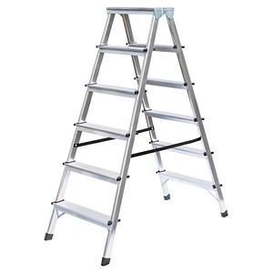 MUNK Stehleiter 11166, 2x 6 Stufen, silber, Aluminium 4031405111660 MUNK