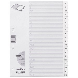 DURABLE Ordnerregister DIN A4 Vollformat A-Z weiß 20-teilig, 1 Satz