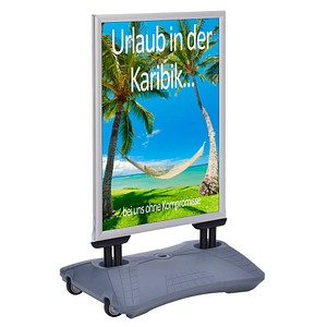 Kundenstopper WindPro Lite silber DIN A1 2 Fächer