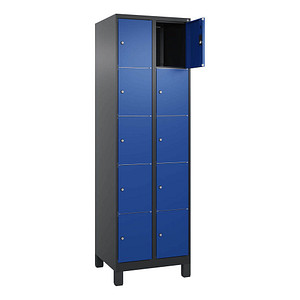 4068427433531 - Schließfachschrank Classic Plus enzianblau schwarzgrau 080010-205 S10041 10 Schließfächer 600 x 500 x 1950 cm 4068427433531
