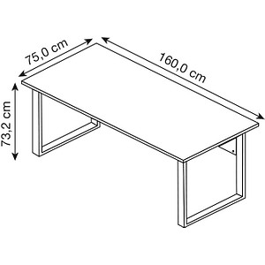 4260637313768 - 2000 Schreibtisch landhaus-eiche rechteckig Kufen-Gestell schwarz 1600 x 750 cm