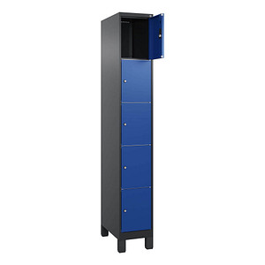 4068427433517 - Schließfachschrank Classic Plus enzianblau schwarzgrau 080010-105 S10029 5 Schließfächer 300 x 500 x 1950 cm 4068427433517 