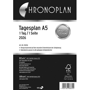 Chronoplan Kalendereinlage 50226, Kalendarium, 1 Seite / 1 Tag,  (A5), 2026 4004182088395 Chronoplan