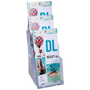 Exacompta Tischprospekthalter Office Exacryl transparent DIN lang 3 Fächern 11,5 x 11,2 x 21,8 cm, 1 St.