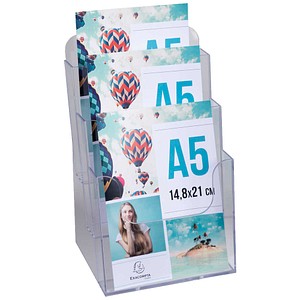 Exacompta Tischprospekthalter Office Exacryl transparent DIN A5 3 Fächern 18,1 x 15,4 x 28,0 cm, 1 St.