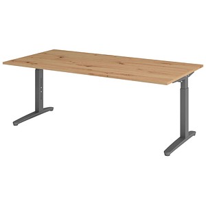 4032062192955 - ANNY - Schreibtisch mit C-Fußgestell höhenverstellbar 650 - 850 mm Breite 2000 mm graphit   Asteiche kaiserkraft