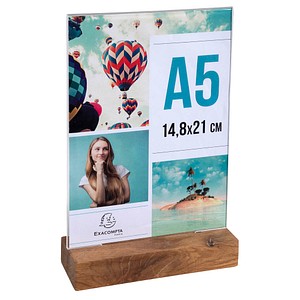 9002493109391 - Tischaufsteller mit Holzsockel A5 Hochformat kristall 9002493109391 Exacompta