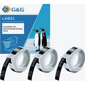6941881238424 - 3 Prägebänder 3D ersetzt Dymo S0847730 20622 9 mm weiß auf schwarz 6941881238424 - 3 Prägebänder 3D ersetzt Dymo S0847730 20622 9 mm weiß auf schwarz