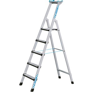 4003866414239 - Zarges Comfortstep S gebördelte Stehleiter mit gepolsterter Stufen-Vorderkante 5 Stufen