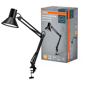 OSRAM Office Line Desk Retro Clip LED Tischlampe schwarz 9 W mit Tischklemme