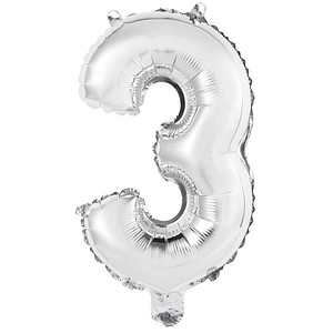 0194099035828 - Folienballon Mini Zahl 3 silber 0194099035828 amscan