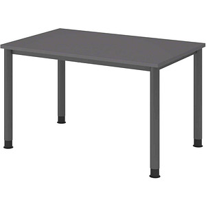 HAMMERBACHER HS12 höhenverstellbarer Schreibtisch grafit rechteckig, 4-Fuß-Gestell grau 120,0 x 80,0 cm