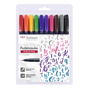 Tombow Fudenosuke Brush-Pens farbsortiert, 1 Set