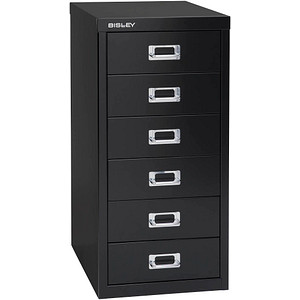 BISLEY MultiDrawer™ L296 Schubladenschrank schwarz 6 Schubladen 27,8 x 38,0 x 59,0 cm