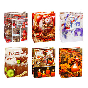 4022792970268 - Geschenktasche 87026-SG Weihnachten Serie 6 Weihnachten Kunststoffkordel mit Karte 6 Motive sortiert 11cm x 14cm 40227929702 12 Stück