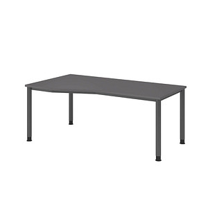 4032062323120 - HS18 höhenverstellbarer Schreibtisch grafit Trapezform 4-Fuß-Gestell grau 1800 x 800 1000 cm 4032062323120 - HS18 höhenverstellbarer Schreibtisch grafit Trapezform 4-Fuß-Gestell grau 1800 x 800 1000 cm