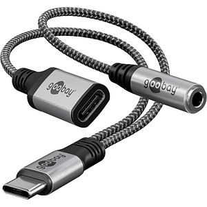 GOOBAY 74524 - Adapter Kabel USB C auf Klinke + USB-C 0,15 m