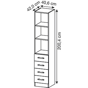 4032062129111 - PRO SIGNA G 7600 RE - Ahorn 5 OH Schrank mit 4 Schüben Relinggriff Kunststoff