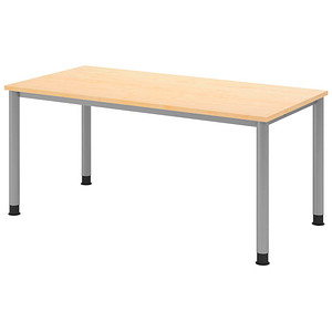 HAMMERBACHER HS16 höhenverstellbarer Schreibtisch ahorn rechteckig, 4-Fuß-Gestell silber 160,0 x 80,0 cm