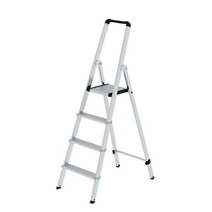 MUNK Stehleiter einseitig 11224 silber 4 Stufen, H: 93,0 cm