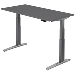 HAMMERBACHER VXBHM16 elektrisch höhenverstellbarer Schreibtisch grafit rechteckig, C-Fuß-Gestell grau 160,0 x 80,0 cm
