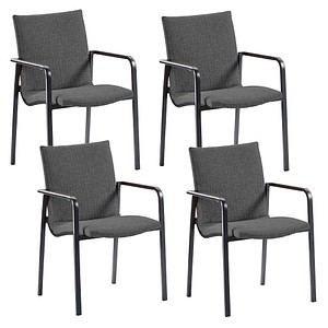 BEST Gartenstühle mit Armlehnen Positano anthrazit, 4 St.