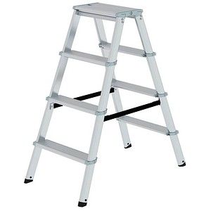 MUNK Stehleiter beidseitig 11234 silber 2x 4 Stufen, H: 93,0 cm