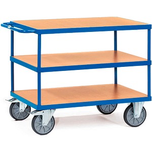 4017976024219 - Tischwagen mit Holzwerkstoffplatten 3 Etagen Tragkraft obere Ladefläche 200kg 1000x600mm Ladefläche - Fetra