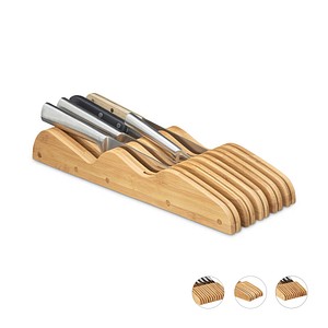4052025984731 - Messerblock Schublade ohne Messer liegend Bambus für 9 Messer hbt 5x12x40 cm Schubladeneinsatz natur - Relaxdays