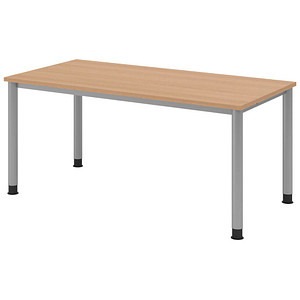 HAMMERBACHER HS16 höhenverstellbarer Schreibtisch eiche rechteckig, 4-Fuß-Gestell silber 160,0 x 80,0 cm