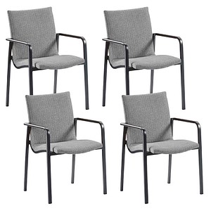 BEST Gartenstühle mit Armlehnen Positano hellgrau, 4 St.