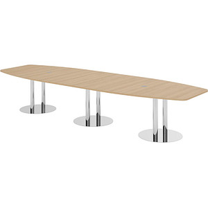 4032062315590 - HAMMERBACHER Konferenztisch KT40S eiche Tonnenform Rundrohr chrom 4000 x 850 - 1300 x 740 cm