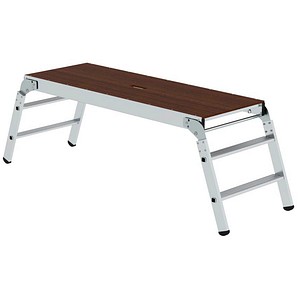 MUNK Arbeitsplattform 30408, 2x 2 Stufen, silber/braun, Aluminium/Holz 4031405304086 MUNK