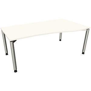 4260672330034 - fm fastline höhenverstellbarer Schreibtisch weiß Bogenform 4-Fuß-Gestell silber 1800 x 800 1000 cm 4260672330034 - fm fastline höhenverstellbarer Schreibtisch weiß Bogenform 4-Fuß-Gestell silber 1800 x 800 1000 cm