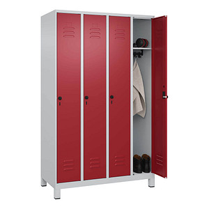 4066681613966 - Spind Classic Plus lichtgrau rubinrot 080010-40 S10001 4 Schließfächer 1200 x 500 x 1950 cm 4066681613966 C+P-Möbel
