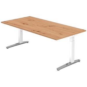 4032062192979 - VXB2E höhenverstellbarer Schreibtisch asteiche quadratisch C-Fuß-Gestell weiß 2000 x 1000 cm