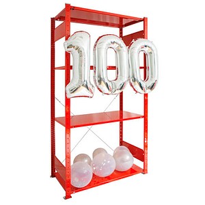 4058255100934 - Schwerlastregal Jubiläum »100 Jahre Gebr Schulte« 32650-4-3000 feuerrot 1000 x 500 x 2000 cm