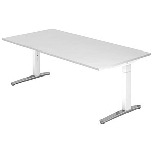 HAMMERBACHER VXB2E höhenverstellbarer Schreibtisch weiß rechteckig, C-Fuß-Gestell weiß 200,0 x 100,0 cm