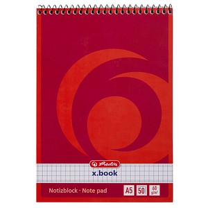 4008110110530 - herlitz Notizblock DIN A5 Kariert Spiralbindung Pappe Rot Nicht perforiert 80 Seiten