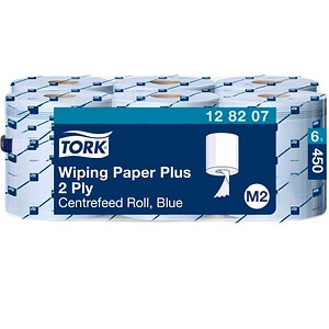 Aftørringspapir Tork Plus M2 blå 2-lags - (6 ruller pr./karton) - Image 2