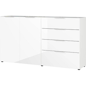 4005949369801 - Sideboard Genua mit 4 Schubladen und 2 Türen Glasfront- und auflage B 1840 x T 420 x H 1020 mm weiß