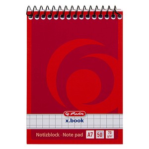 4008110110738 - herlitz Notizblock DIN A7 Kariert Spiralbindung Pappe Rot Nicht perforiert 100 Seiten