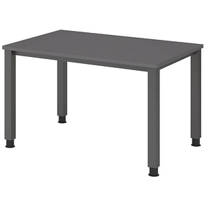 HAMMERBACHER QS12 höhenverstellbarer Schreibtisch grafit rechteckig, 4-Fuß-Gestell grau 120,0 x 80,0 cm