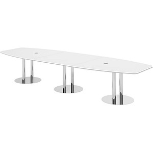 4032062315187 - HAMMERBACHER Konferenztisch KT40S weiß Tonnenform Rundrohr chrom 4000 x 850 - 1300 x 740 cm