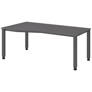 HAMMERBACHER QS18 höhenverstellbarer Schreibtisch grafit Trapezform, 4-Fuß-Gestell grau 180,0 x 80,0/100,0 cm