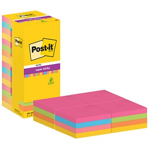 4054596855823 - Haftnotizen 654-16SS-COL Super Sticky Notes Carnival 76x76mm ultragelb paradiseblau limonengrün powerpink vitalorange 4054596 16 Block
