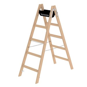 MUNK Stehleiter beidseitig 33210 natur 2x 5 Sprossen, H: 151,0 cm