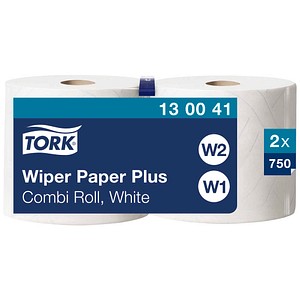 TORK Putztuchrollen Premium W1/ W2 2-lagig weiß, 750 Blätter, 2 Rollen