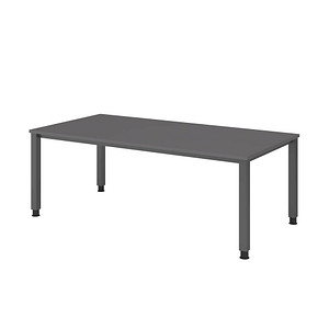 HAMMERBACHER QS2E höhenverstellbarer Schreibtisch grafit rechteckig, 4-Fuß-Gestell grau 200,0 x 100,0 cm