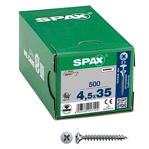 4003530017124 - Universalschraube mit Kopfbohrung 45 x 35 mm 500 Stück Vollgewinde Senkkopf Kreuzschlitz Z2 - 0271010450355 - Spax